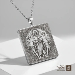 گردنبند طرح هرکول و اساطیر یونان (Hercule) (حکاکی لیزری فایبر، مدل قاب مربع) کد 501836