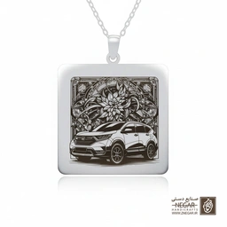 گردنبند طرح هوندا CR-V نمای سه رخ (حکاکی لیزری فایبر، مدل قاب مربع) کد 501870