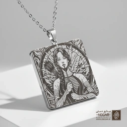 گردنبند طرح کتنیس اوردین با کمان (حکاکی لیزری فایبر، مدل قاب مربع) کد 501904