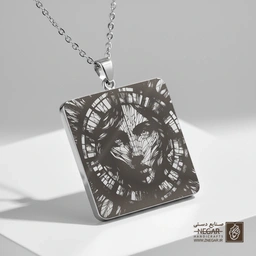 گردنبند طرح چهره کتنیس (حکاکی لیزری فایبر، مدل قاب مربع) کد 501909