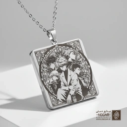 گردنبند طرح کیلوا زولدیک (Killua) (حکاکی لیزری فایبر، مدل قاب مربع) کد 501919