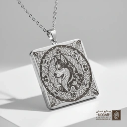 گردنبند طرح چهره هاسکی رئال (حکاکی لیزری فایبر، مدل قاب مربع) کد 501925