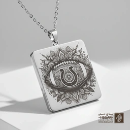 گردنبند طرح نماد نعل اسب کولتز (حکاکی لیزری فایبر، مدل قاب مربع) کد 501946