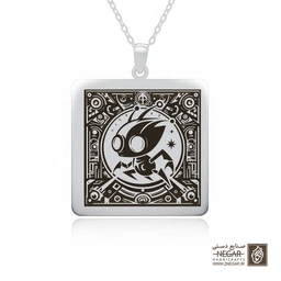 گردنبند طرح زیم و ربات (انیمه) (حکاکی لیزری فایبر، مدل قاب مربع) کد 501952