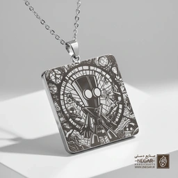 گردنبند طرح زیم جادوگر (حکاکی لیزری فایبر، مدل قاب مربع) کد 501954