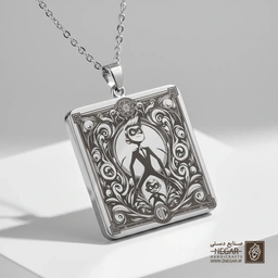 گردنبند طرح جک‌جک (شگفت‌انگیزان) در قاب (حکاکی لیزری فایبر، مدل قاب مربع) کد 501973
