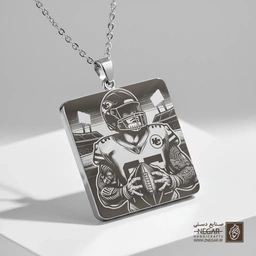 گردنبند طرح قهرمان کانزاس سیتی چیفس (حکاکی لیزری فایبر، مدل قاب مربع) کد 502029