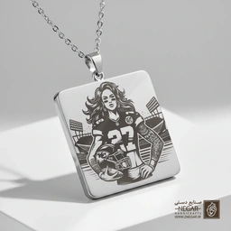 گردنبند طرح کلکسیونی تیم چیفس (حکاکی لیزری فایبر، مدل قاب مربع) کد 502032