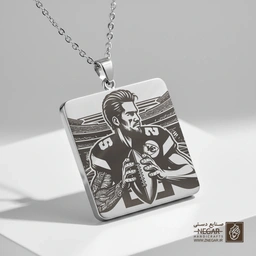 گردنبند طرح بازیکن  چیفس (حکاکی لیزری فایبر، مدل قاب مربع) کد 502033