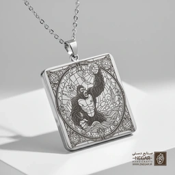 گردنبند طرح غرش کینگ کونگ (حکاکی لیزری فایبر، مدل قاب مربع) کد 502050