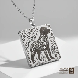 گردنبند طرح سگ لابرادور (Labrador) (حکاکی لیزری فایبر، مدل قاب مربع) کد 502073