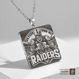 گردنبند طرح تیم لاس وگاس ریدرز (Raiders) (حکاکی لیزری فایبر، مدل قاب مربع) کد 502087