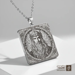 گردنبند طرح آراگورن (پادشاه السار) (حکاکی لیزری فایبر، مدل قاب مربع) کد 502121