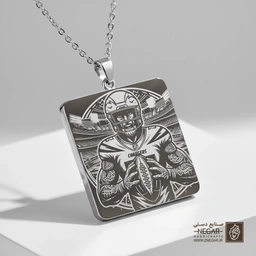 گردنبند طرح قهرمان تیم چارجرز (حکاکی لیزری فایبر، مدل قاب مربع) کد 502136