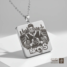 گردنبند طرح بازیکن لوس‌آنجلس رمز (Rams) (حکاکی لیزری فایبر، مدل قاب مربع) کد 502148
