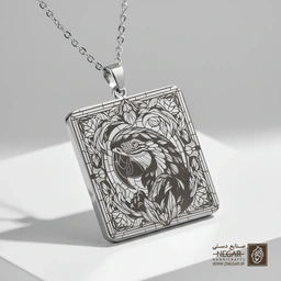 گردنبند طرح سر طوطی ماکائو فانتزی (حکاکی لیزری فایبر، مدل قاب مربع) کد 502164