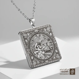 گردنبند طرح ماریو در شهر قارچ (حکاکی لیزری فایبر، مدل قاب مربع) کد 502205