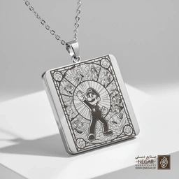 گردنبند طرح ماریو قهرمان (حکاکی لیزری فایبر، مدل قاب مربع) کد 502210