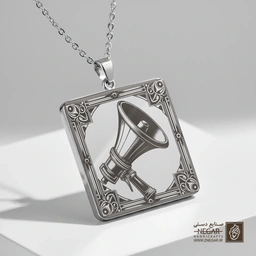 گردنبند طرح مگافون (بلندگو) (حکاکی لیزری فایبر، مدل قاب مربع) کد 502251