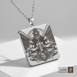 گردنبند طرح مقتدرانه تیم وایکینگز (حکاکی لیزری فایبر، مدل قاب مربع) کد 502301