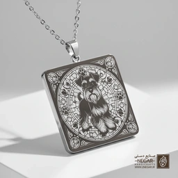 گردنبند طرح اشناوزر در قاب دایره‌ای (حکاکی لیزری فایبر، مدل قاب مربع) کد 502310