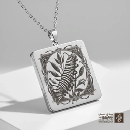 گردنبند طرح کرم ابریشم مونارک (حکاکی لیزری فایبر، مدل قاب مربع) کد 502354
