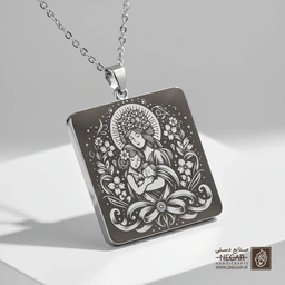 گردنبند طرح مادر و فرزندی (روز مادر) (حکاکی لیزری فایبر، مدل قاب مربع) کد 502363