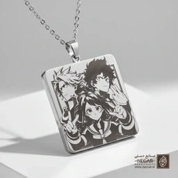 گردنبند طرح سه قهرمان برتر انیمه (حکاکی لیزری فایبر، مدل قاب مربع) کد 502403