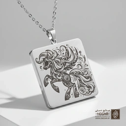 گردنبند طرح فیگور پونی جادویی (حکاکی لیزری فایبر، مدل قاب مربع) کد 502406