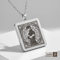 گردنبند طرح ساسوکه اوچیها در قاب (حکاکی لیزری فایبر، مدل قاب مربع) کد 502408