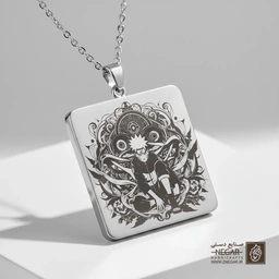 گردنبند طرح حالت مبارزه ناروتو (حکاکی لیزری فایبر، مدل قاب مربع) کد 502410