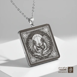 گردنبند طرح کلاسیک بومیان (حکاکی لیزری فایبر، مدل قاب مربع) کد 502423