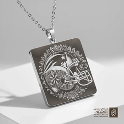 گردنبند طرح کلاه پتریوتز (حکاکی لیزری فایبر، مدل قاب مربع) کد 502426