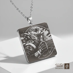 گردنبند طرح کلاه کلاسیک (حکاکی لیزری فایبر، مدل قاب مربع) کد 502428