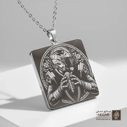 گردنبند طرح مدرن پتریوتز (حکاکی لیزری فایبر، مدل قاب مربع) کد 502429