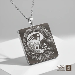 گردنبند طرح پتریوتز خاص (حکاکی لیزری فایبر، مدل قاب مربع) کد 502432