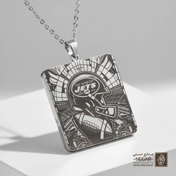 گردنبند طرح نینجا تتلز (حکاکی لیزری فایبر، مدل قاب مربع) کد 502454