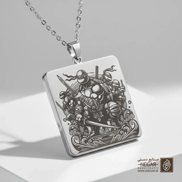 گردنبند طرح نینجا تتلز - مدرن (حکاکی لیزری فایبر، مدل قاب مربع) کد 502460