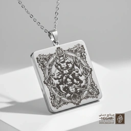 گردنبند طرح هنری اکتوپوس (حکاکی لیزری فایبر، مدل قاب مربع) کد 502464