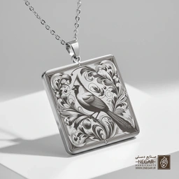 گردنبند طرح کاردینال - کلاسیک (حکاکی لیزری فایبر، مدل قاب مربع) کد 502467