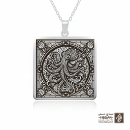 گردنبند طرح اکتوپوس - خاص (حکاکی لیزری فایبر، مدل قاب مربع) کد 502472