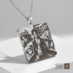 گردنبند طرح وان پیس - پرتره (حکاکی لیزری فایبر، مدل قاب مربع) کد 502483