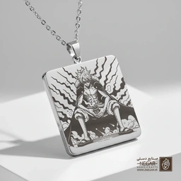 گردنبند طرح وان پیس - کلاسیک (حکاکی لیزری فایبر، مدل قاب مربع) کد 502484