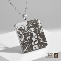 گردنبند طرح وان پیس - گروهی (حکاکی لیزری فایبر، مدل قاب مربع) کد 502488