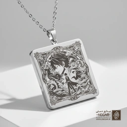 گردنبند طرح وان پیس - کلاسیک (حکاکی لیزری فایبر، مدل قاب مربع) کد 502490