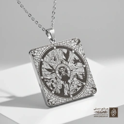 گردنبند طرح وان پیس - مدرن (حکاکی لیزری فایبر، مدل قاب مربع) کد 502491