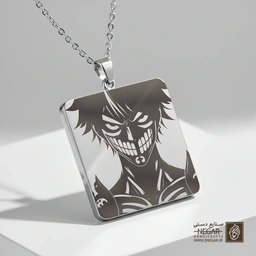 گردنبند طرح وان‌پیس - چهره اهریمنی () (حکاکی لیزری فایبر، مدل قاب مربع) کد 502495