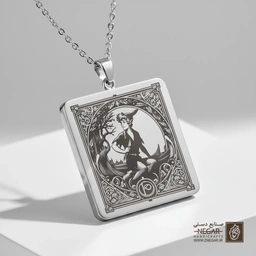 گردنبند طرح پیتر پن - روی شاخه (حکاکی لیزری فایبر، مدل قاب مربع) کد 502603
