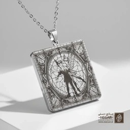 گردنبند طرح پیتر پن - ایستاده (حکاکی لیزری فایبر، مدل قاب مربع) کد 502604