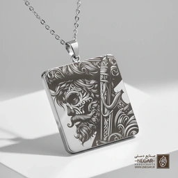 گردنبند طرح دزد دریایی اسکلتی (حکاکی لیزری فایبر، مدل قاب مربع) کد 502649
